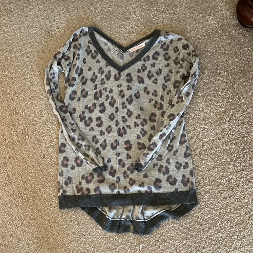 Rebecca Taylor high low hem leopard print sweater